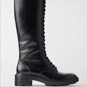 Zara Tall ComBat Boots Sz 6.5 EU 37